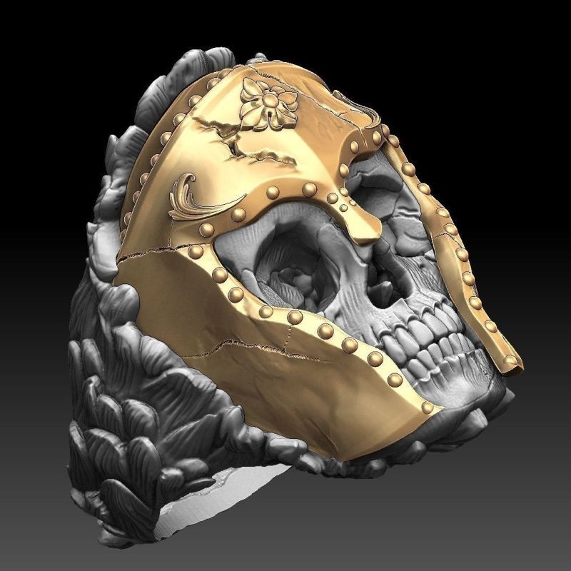 Masker Tengkorak Retro Gaya Eropa dan Amerika, Cincin Dua Warna punk Cincin Tengkorak Pria Besar Pun