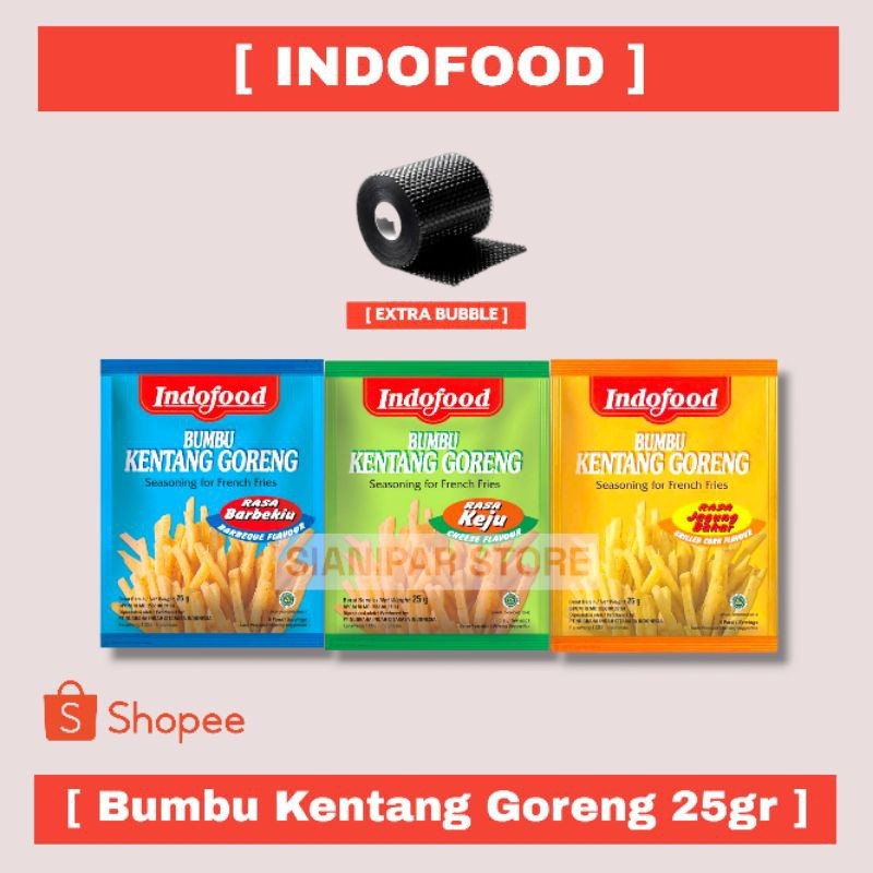 

INDOFOOD BUMBU KENTANG GORENG KEJU - BARBEKIU - JAGUNG BAKAR PCK 25g