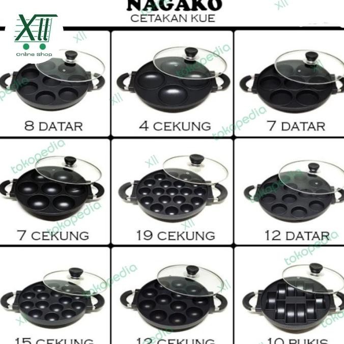 NAGAKO Non Stick Cake Pan 8 Lubang Datar Cetakan KUE LUMPUR MARTABAK