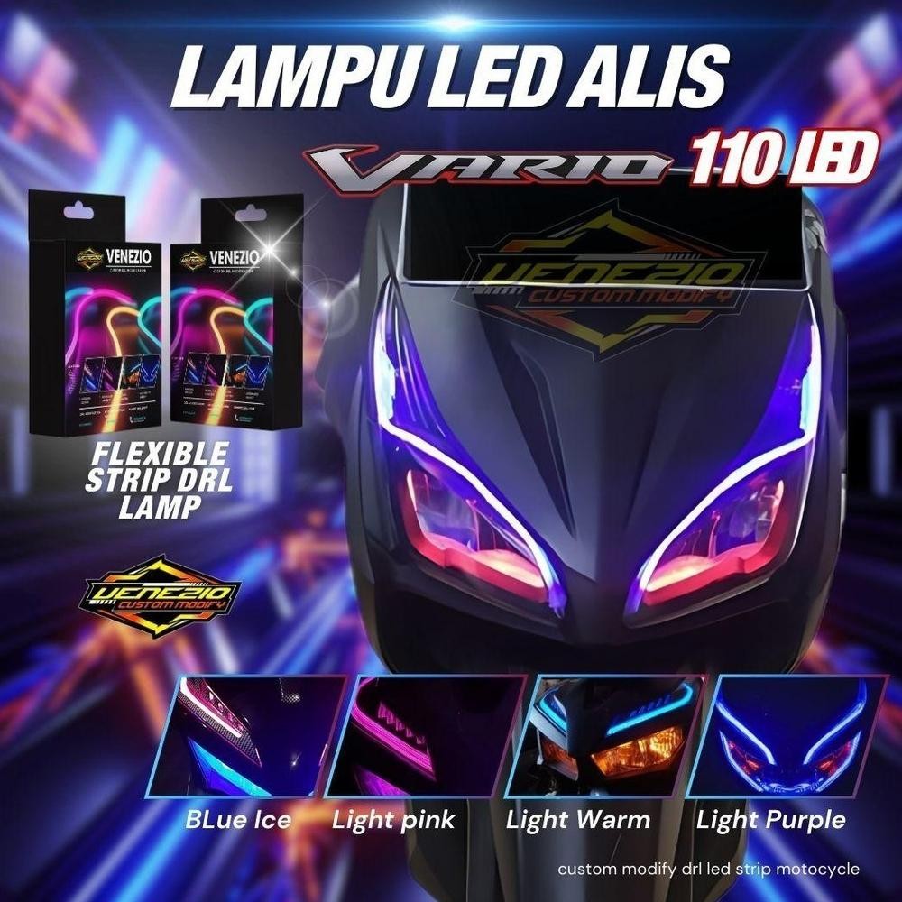 PAKET LENGKAP LAMPU ALIS VARIO 110 LED  BELI SATU DAPAT SEPASANG ALIS KANAN KIRI 30 CM BONU DEVIL EY