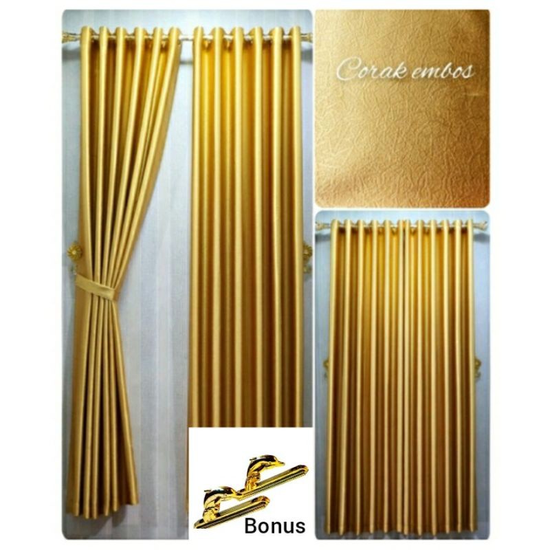Terlaris Gorden Blackout Polos Glossy Embos Bahan Import Tebal