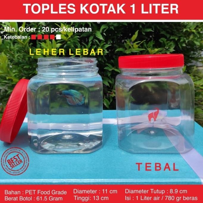 (Good) Toples Plastik Kotak Ikan Cupang 1 Liter Tebal