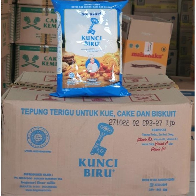 

Grosir Bogasari Kunci Biru Tepung Terigu 1 Kg,1 Karton 12 Pcs