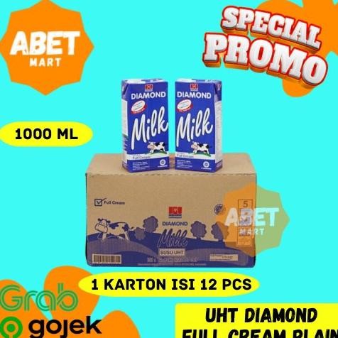 

Murah Susu Uht Diamond Full Cream 1Liter 1 Dus 12 Pcs - Ltr Milk Krim Putih Pak Sameday Instan