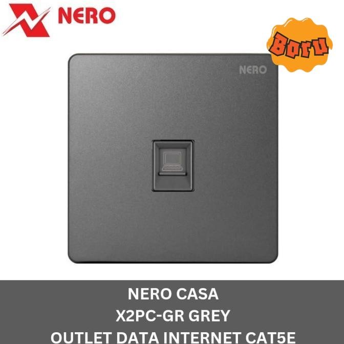 BORU NERO CASA X2 GREY OUTLET DATA INTERNET CAT5E X2PC-GR