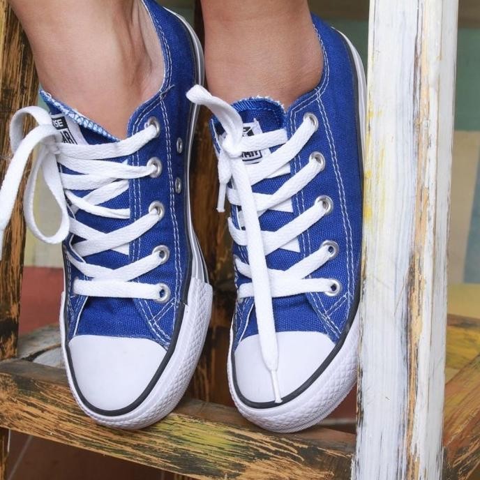 Sepatu Converse All Star Original Low Basic Blue Biru Pendek Ori