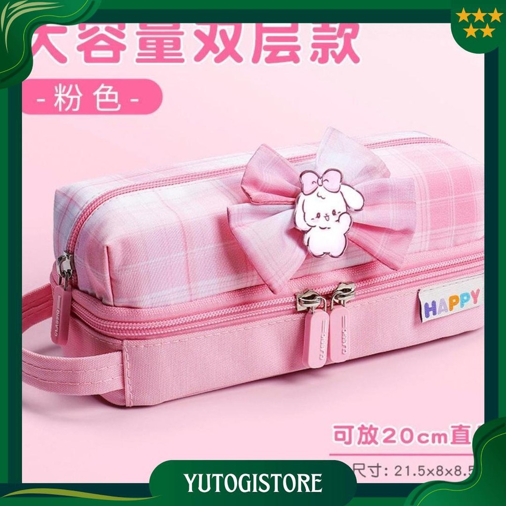 

Txs08 Korean Pen Pencil Case Happy Ribbon Kotak Tempat Pensil Box Ktm Sale