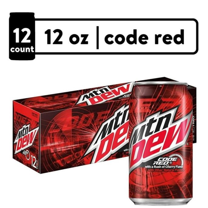 

Mountain Dew Code Red Cherry Flavored Soda Pop-12 fl oz(12 Pack Cans)