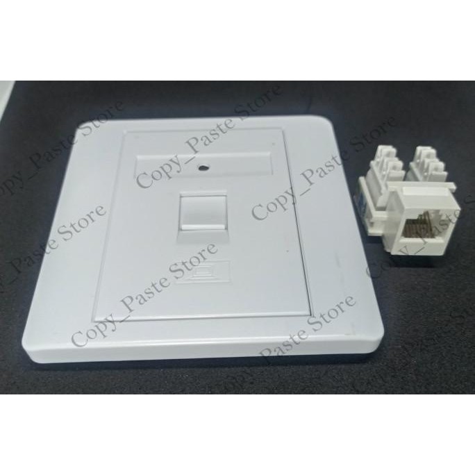 FACEPLATE RJ45 SINGLE PORT + RJ 45 MODULAR JACK