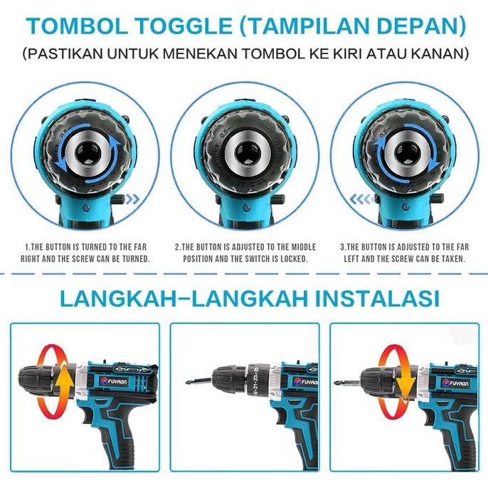 Promo FuyaonCodBor Listrik Lithium Kualitas Tinggi Mesin Bor Bor Listrik Bor Tanpa Kabel Bor Listrik