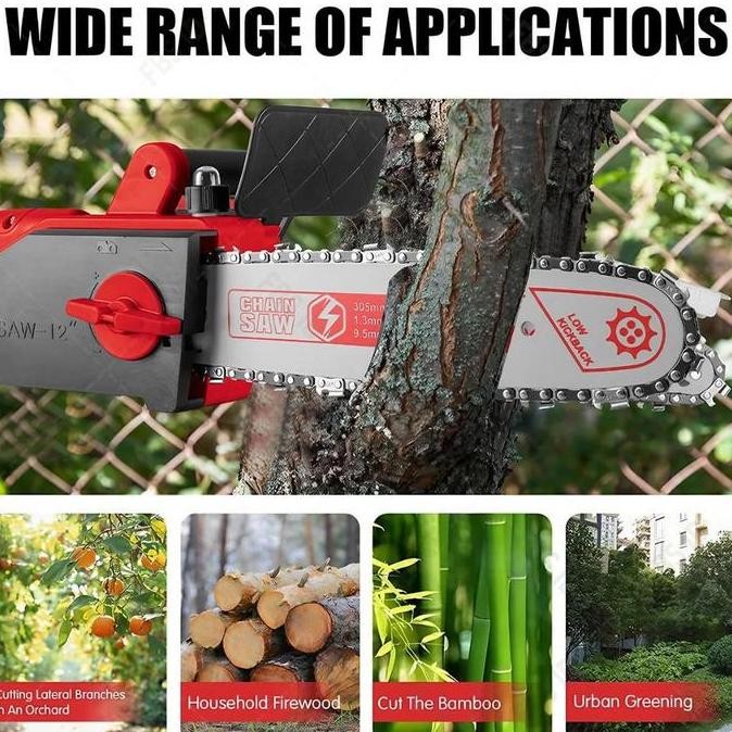 Grosir Reaim Cordless Gergaji 12 Inch Portable / Chain Saw Mesin Potong Kayu Dengan Baterai Lithium 