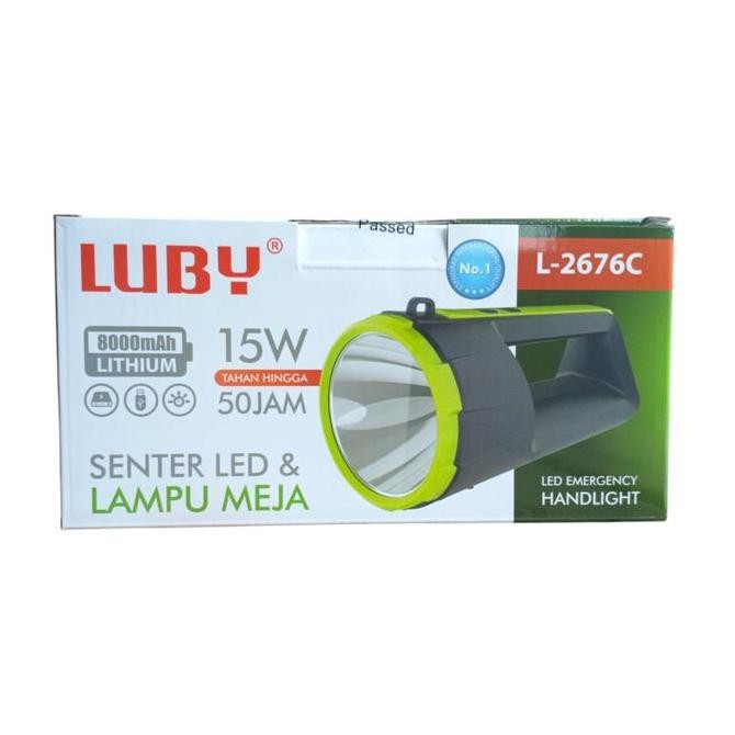 Promo Senter Led Luby 15 Watt Cahaya Putih L 2676 C Cob Baterai Cas Ulang Lampu Emergency Powerbank 