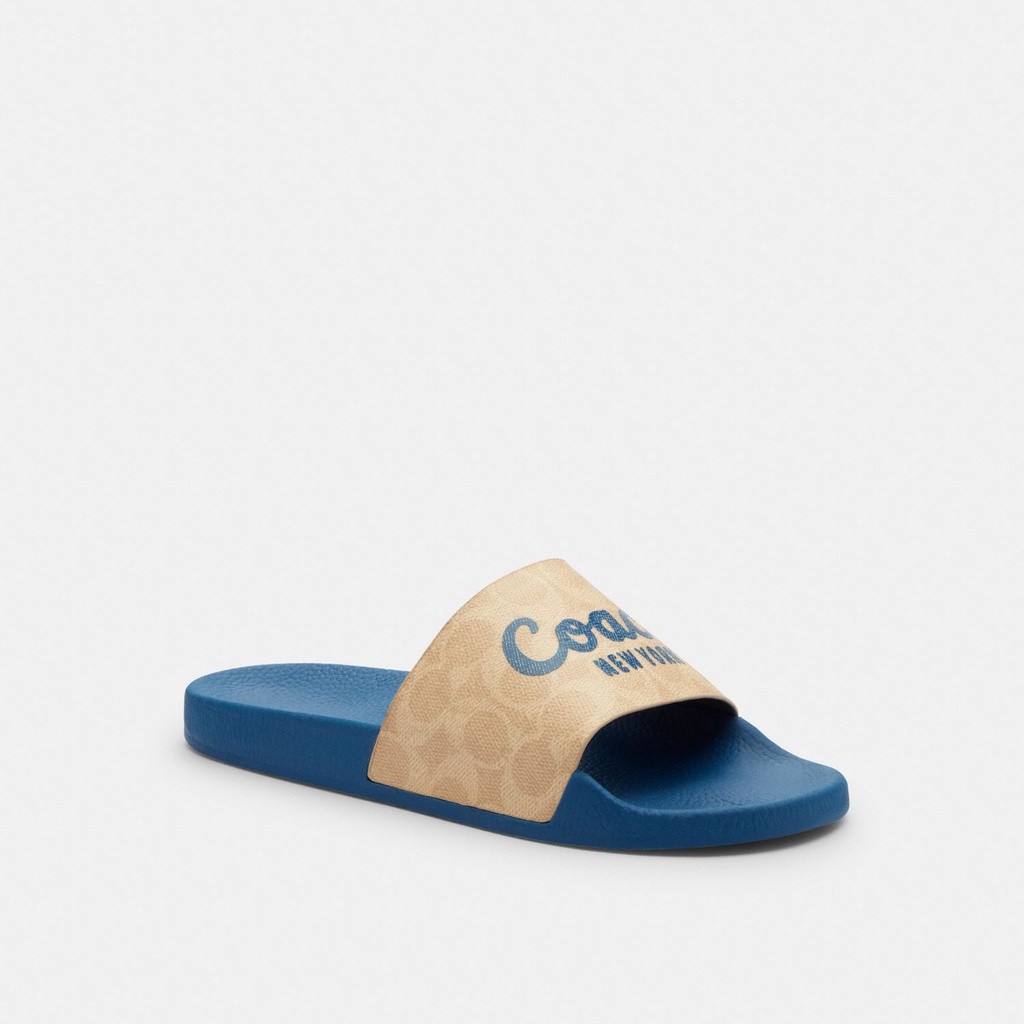 Coach Udele Sport Slide In Signature Canvas With Coach Graphic - Sandal Wanita