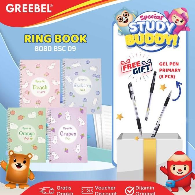 TERBARU GREEBEL Ring Book / Buku Tulis / Agenda / Buku Catatan Spiral Note Book / Ring Book 8080 B5C