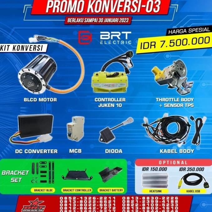 Paket Konversi Kit Motor Listrik Brt New Stok