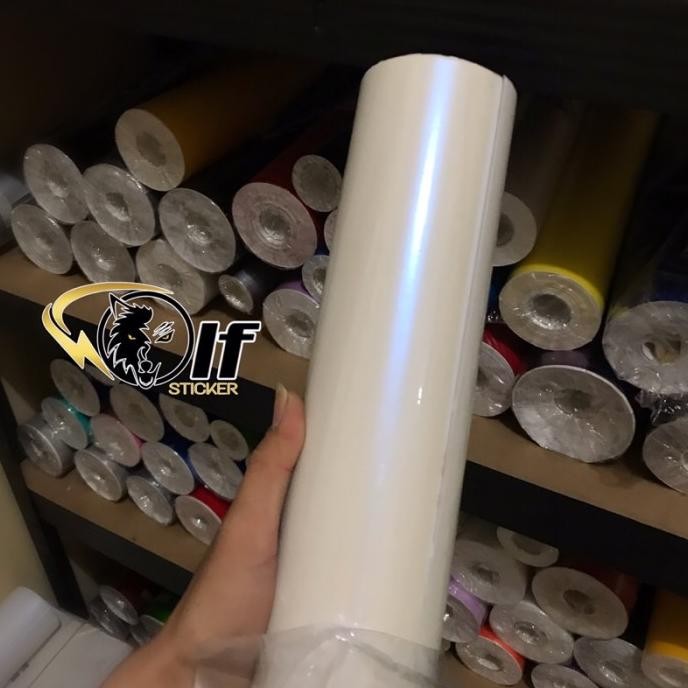 

[Good] Sticker skotlet putih lembayung biru putih mutiara glossy lebar 50cm