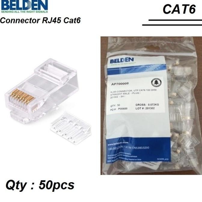 RJ45 CAT6 Belden RJ 45 ORI Jack Konektor LAN Male Plug CAT 6