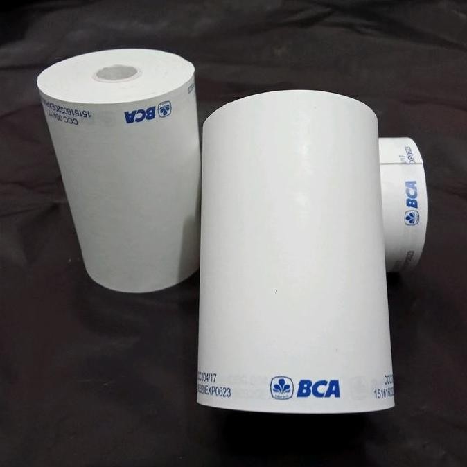 

Kertas struk edc ukuran 58x40mm loga BCA paket 10 pcs Roll Hitam murah