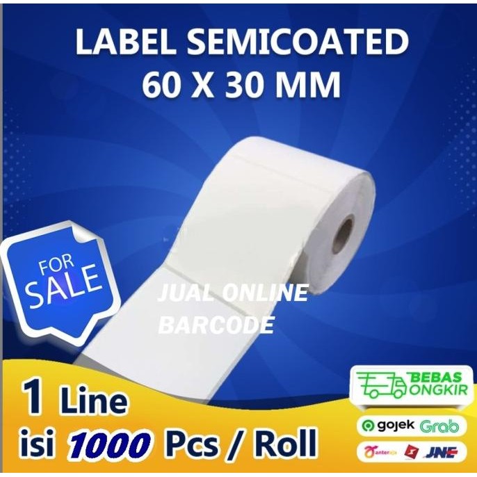 

STIKER LABEL SEMICOATED 60x30 | 60 x 30 SEMICOAT 6x3 CM ISI 1000 PCS murah