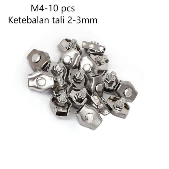 10PCS/SET Klem Seling Stainless SS 304 2-3MM / Klem Tali Kawat Klem Sling Seling Baja/Klem Sling RES