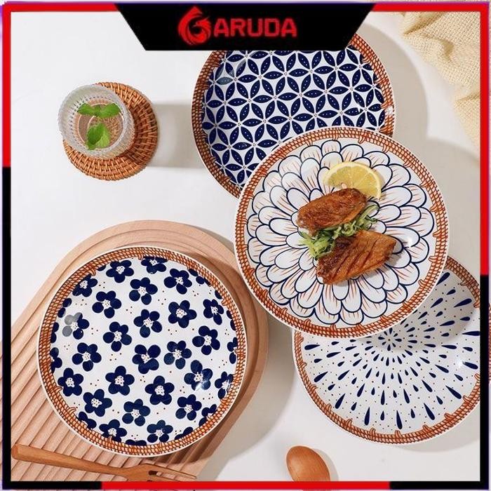 Jual Aveline Piring 1Pc Keramik Vintage Jepang Style Modern 20Cm / Piring Cantik Keramik / Piring Ke