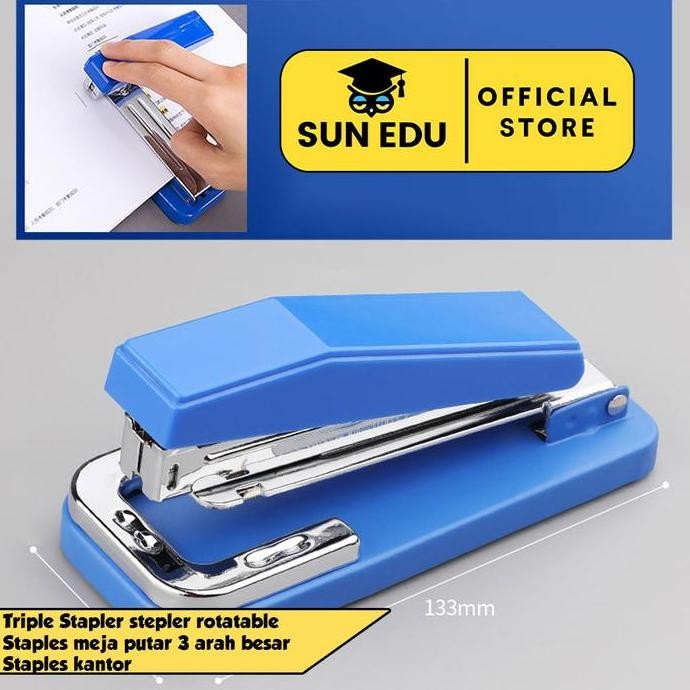 

Triple Stapler stepler rotatable/ Staples meja putar 3 arah besar/ Staples kantor Binder Stationery stapler murah