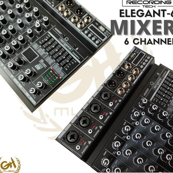 Recording Tech Elegant 6 - Mixer 6 Channel Podcast Recording Karaoke Co
