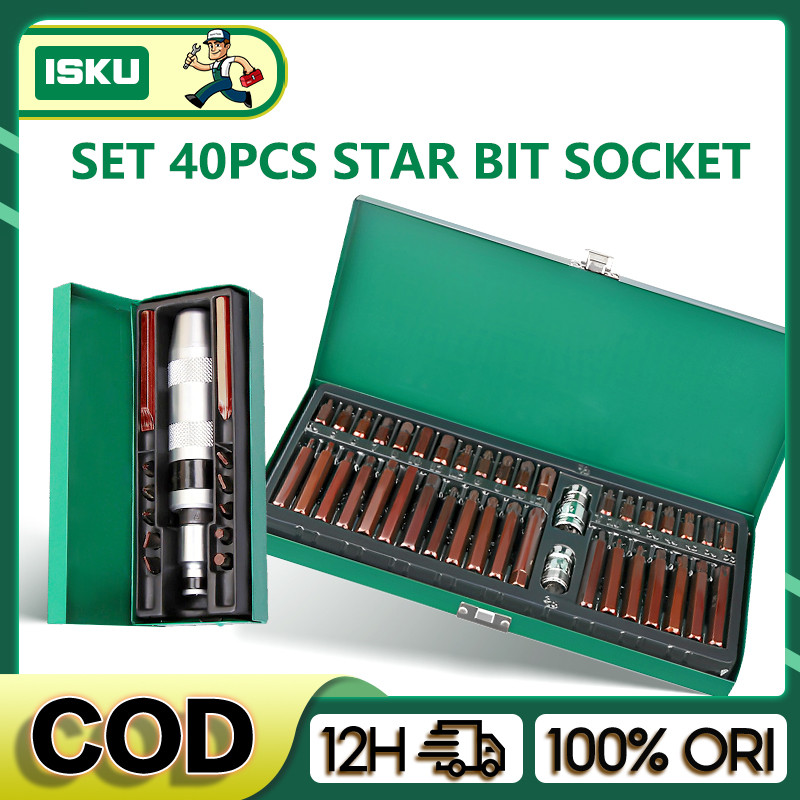 ISKU Mata Sok Bintang 40pcs S2 Star Hex Bit Set/Obeng Ketok Set 13pcs Obeng Set S2 Drill bit