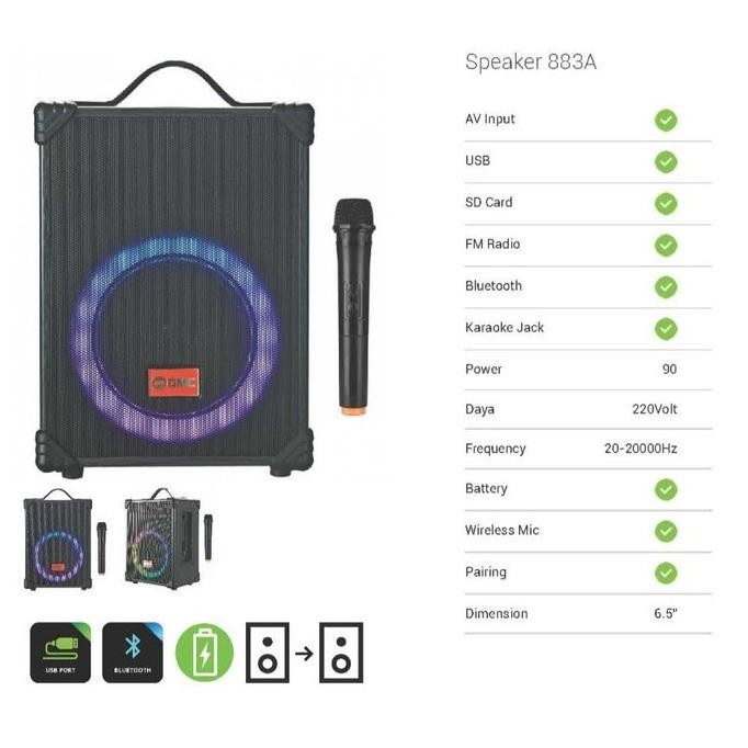 Grosir Speaker Portable Gmc 883A Bluetooth 6,5 Inch