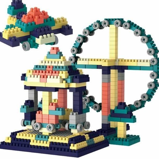 Mainan Balok Susun Sedang Lengkap Kotak Penyimpanan Dan Papan Balok Plastik