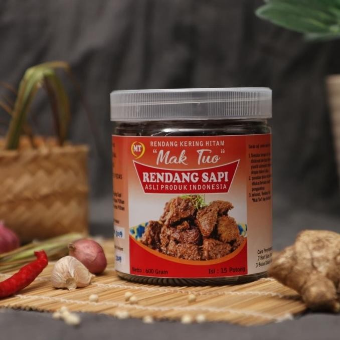 

Rendang Sapi Kering Hitam Mak Tuo PEDAS Otentik khas Minang