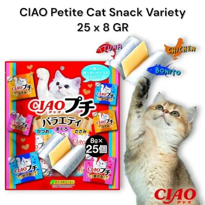 Promo Ciao Churu Petite Variety 25 Pcs X 8 Gr Cat Snack Cemilan Treats Liquid Creamy Kucing Tuna Bon