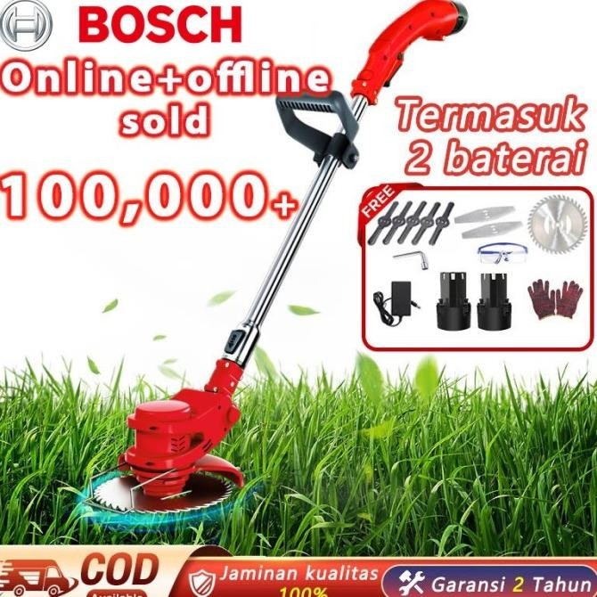 Bisa Grab! Bosch Mesin Potong Rumput Pemotong Rumput Listrik Pemangkas Rumput Dengan Baterai Li-Ion