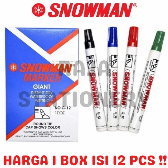 

BEBAS ONGKIR - SNOWMAN PERMANENT MARKER SPIDOL PERMANEN SNOWMAN G-12 1 BOX 12 PCS