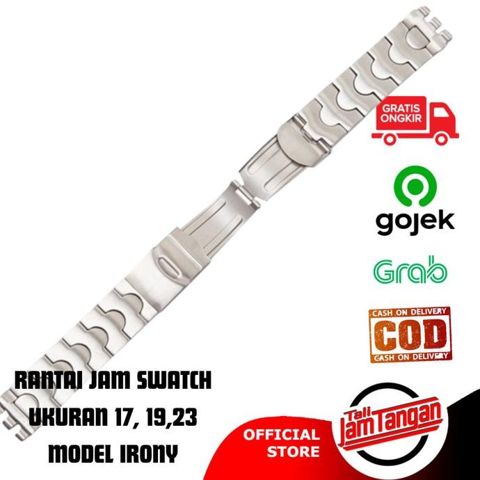 Tali Jam Tangan Rantai Untuk Swatch Irony Bracelet Solid Stainless Ukuran 17mm 19mm 23mm murah