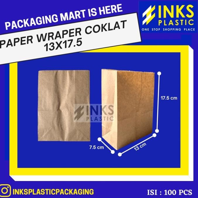 

PAPER WRAPER BAG SOSBAG 13x17,5 COKLAT KANTONG KERTAS MAKANAN (100 PCS murah