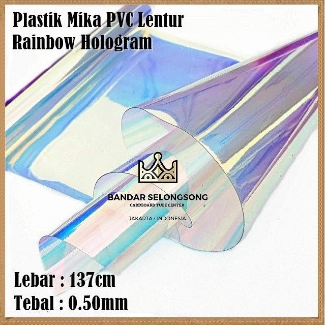 

Plastik Mika Fancy Hologram Rainbow / Mika Pouch Pelangi 137cm 0.50mm murah