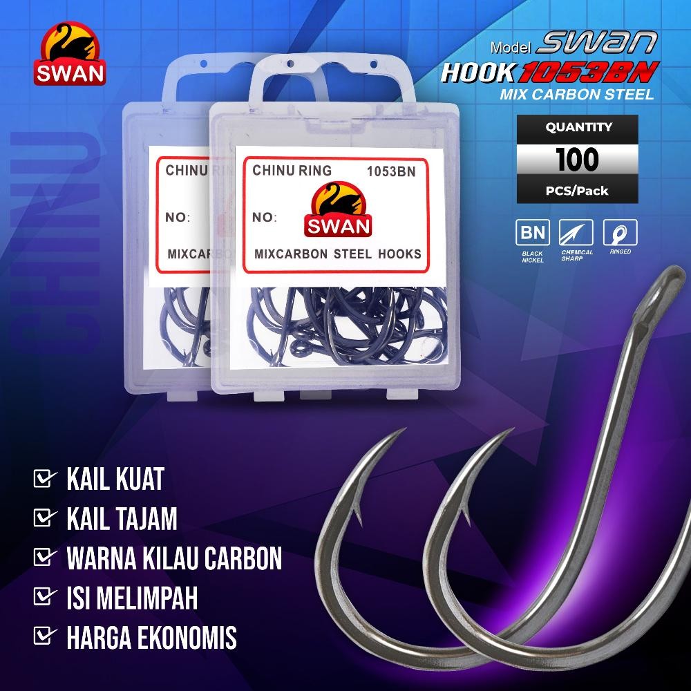 HOOK/ KAIL PANCING KOTAK MIKA SWAN CHINU 1053, NO 1 (KECIL) - 12 (BESAR), ISI KAIL DI DESKRIPSI
