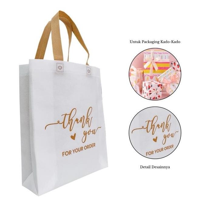 

(ISI 12 PCS) Goodie Bag Tas Sovenir Spunbond Model Handle 25x35x8 (READY STOK) Belanja murah