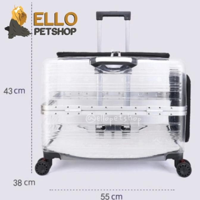 Promo Koper Anjing Kucing Transparan / Troli Hewan Anjing Kucing Besar