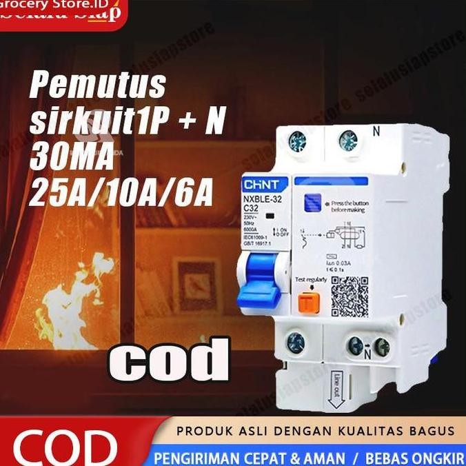 Cod,Kirim Sekarang Cod Rcbo Chint Elcb + Mcb 1P+N 30Ma 6A 10A 16A 20A 25A Cocok Untuk Aplikasi Earth