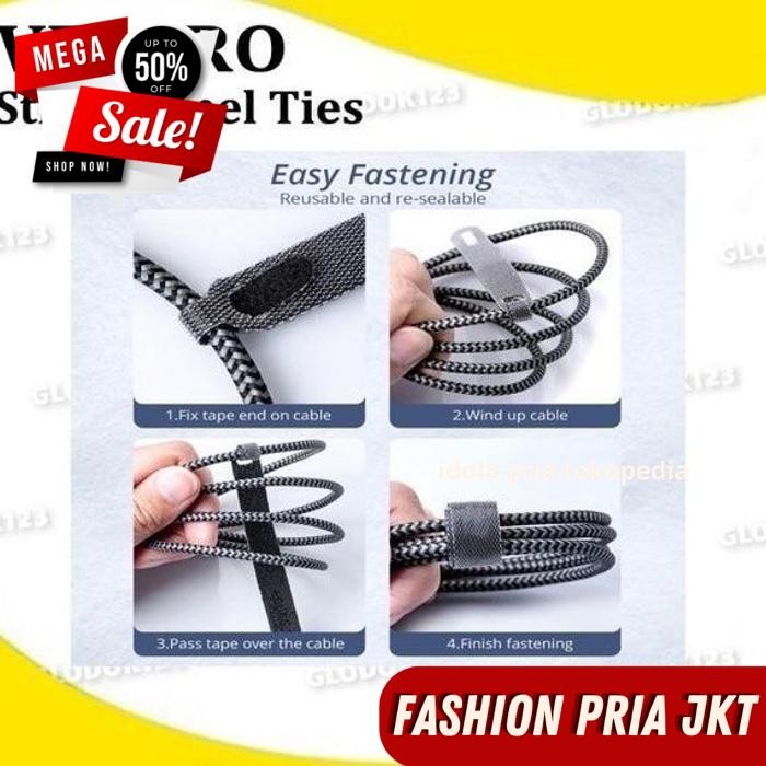 

VELCRO REUSABLE CABLE TIE KABEL TIS ORGANIZER STRAP ORGANIZER PENGIKAT PENJEPIT TALI IKAT KABEL CHARGER EARPHONE BY PRIA JKT PRODUK PILIHAN