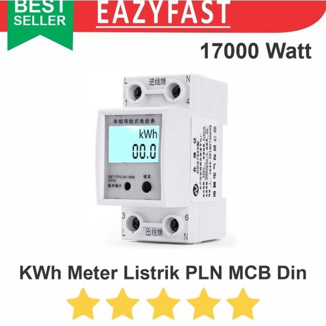 ORIGINAL KWH Watt Volt Ampere Meter Listrik PLN MCB Din Panel LCD 200V AC 80A