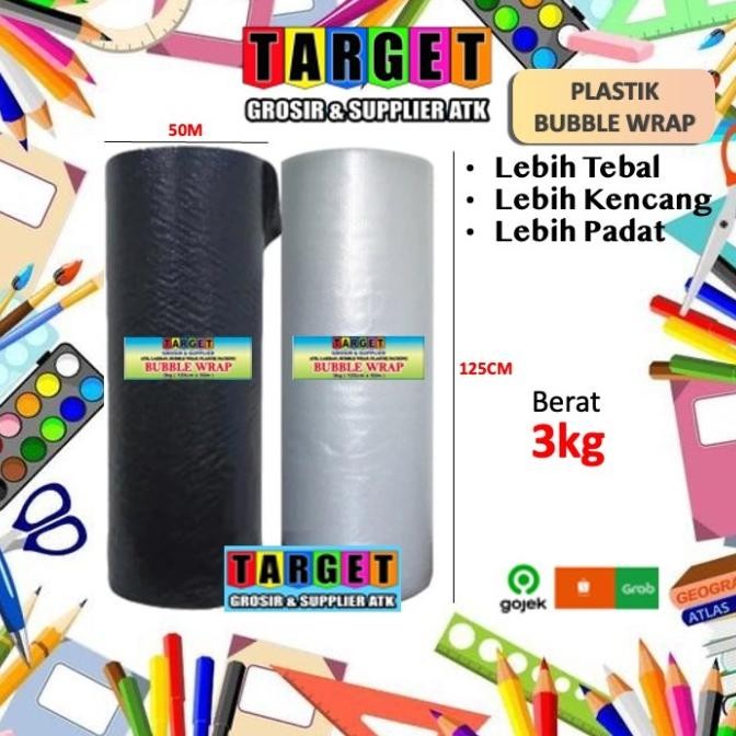 

Plastik Buble Warp / Bubble Wrap 125cm x 50m / Hitam Putih Gelembung murah