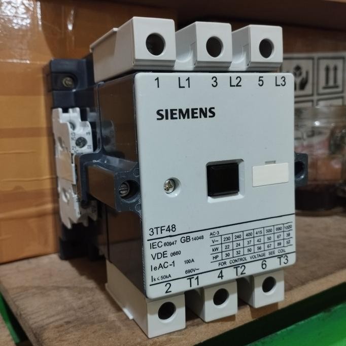 Kontaktor Siemens 3Tf48 22-0Xf0 100A 110V 37Kw 3Tf4822 New Stok