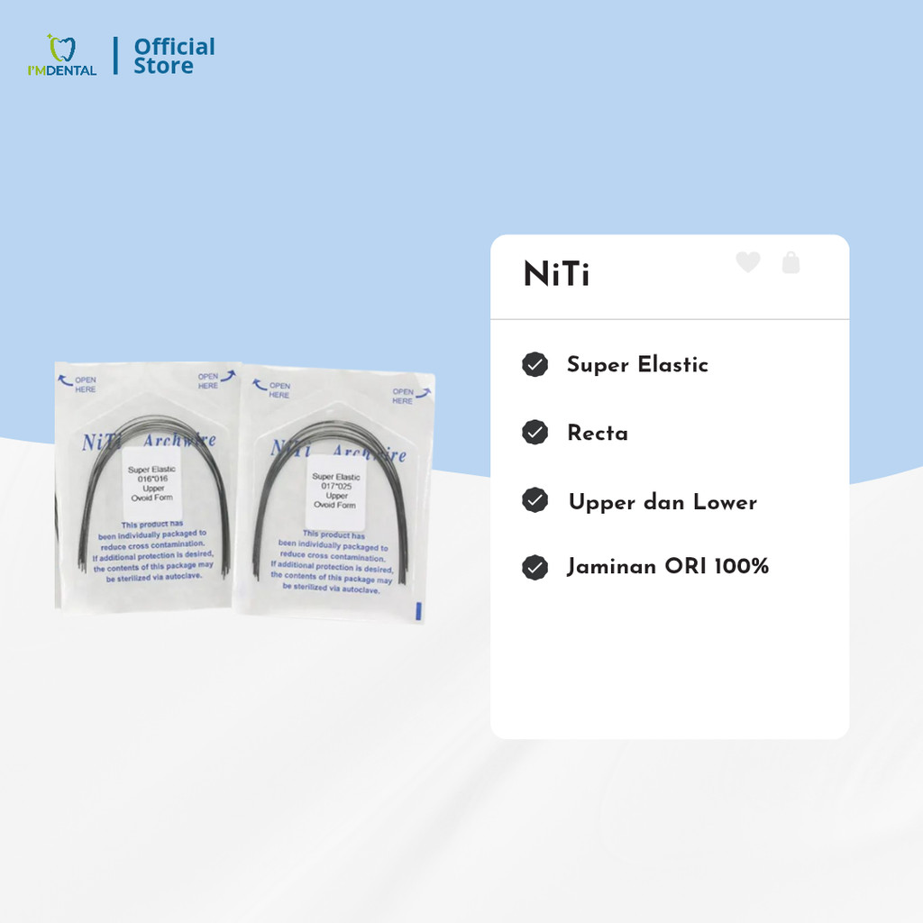 Niti Recta 16x16 16x22 16x25 Upper Lower Wire Rectangular Kawat Behel Ortho Dental 1pack 10pcs