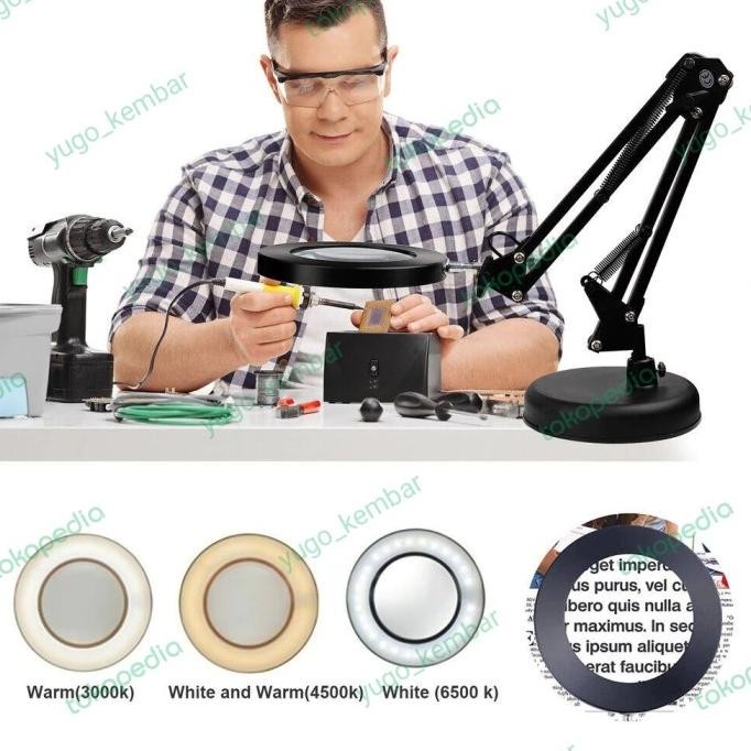 

TERMURAH - Lipat Profesional 10X Kaca Pembesar Lampu Meja Kaca Pembesar Lampu LED