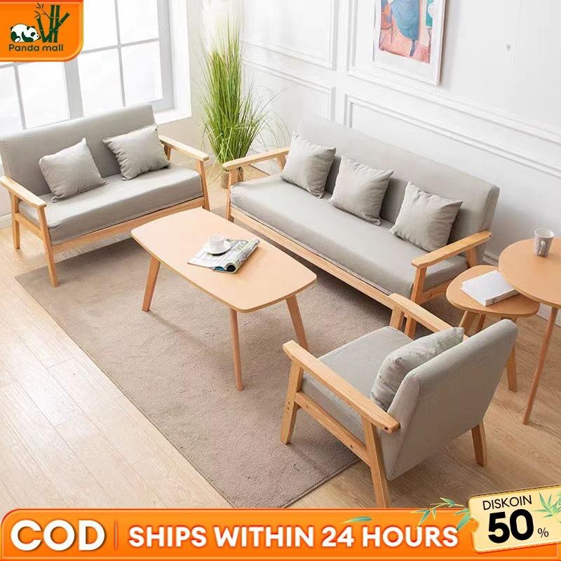 Kursi Ruang Tamu Sofa Santai Sofa bed 3/2/1 kursi kopi Sofa Santai Tempat tidur sofa kain abu-abu