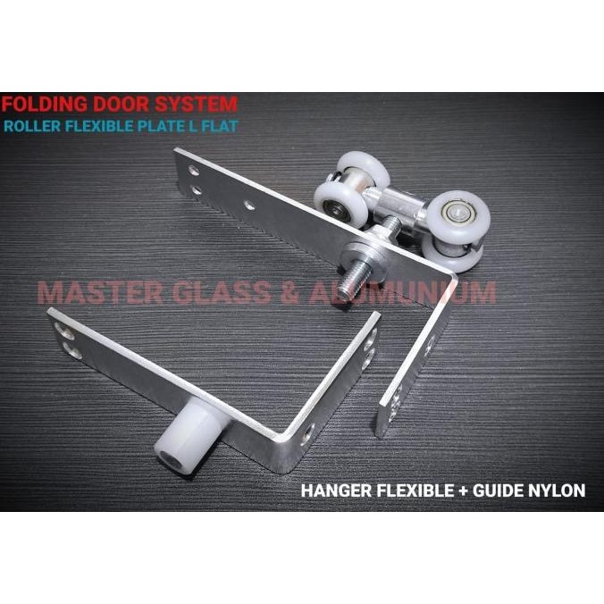 promo roda pintu lipat flexible deluxe atas bawah plat l lurus guide nylon