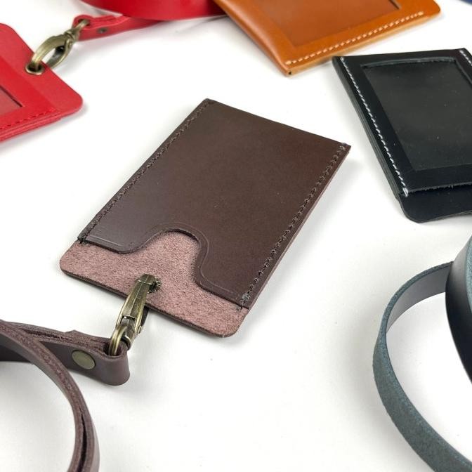 

ready Dompet ID card kulit asli model simpel - card holder tali lanyard name murah